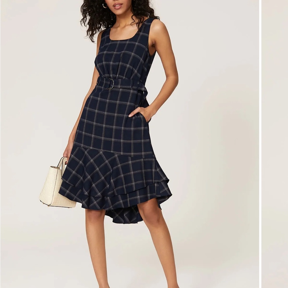 Great Jones Navy Plaid Midi Dress - Picture 2 of 6